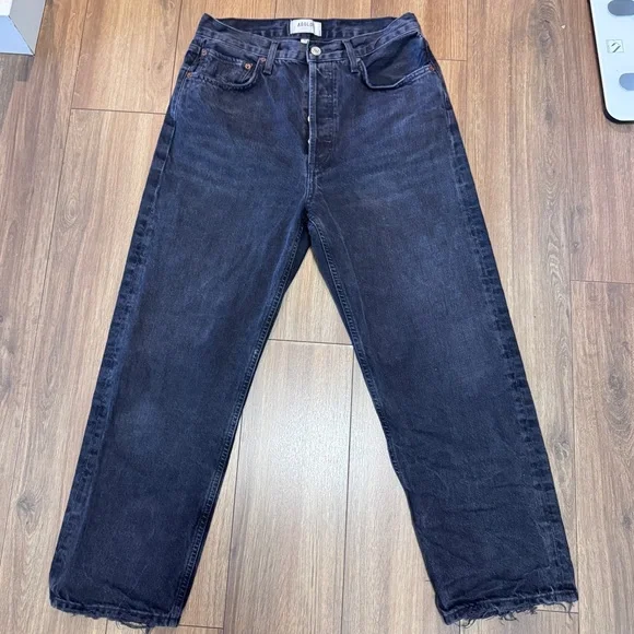 Agolde 90s high rise button flys women’s slim straight legs jeans black size 27 - Picture 4 of 14